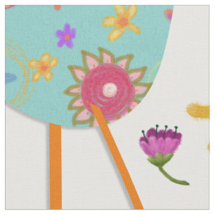 Frühjahrsvögel und Blume, die Sie individuell anpa Stoff