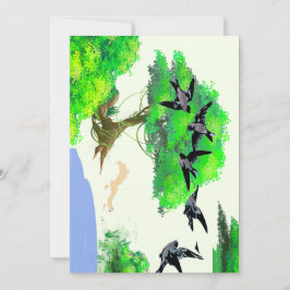 Frühjahrswald mit Vögeln und Eichhörnchen - Natur Einladung