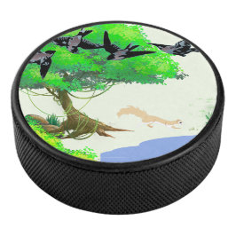 Frühjahrswald mit Vögeln und Eichhörnchen - Natur Eishockey Puck