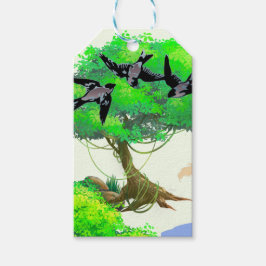 Frühjahrswald mit Vögeln und Eichhörnchen - Natur Geschenkanhänger