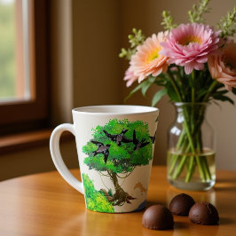 Frühjahrswald mit Vögeln und Eichhörnchen - Natur Milchtasse
