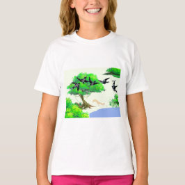 Frühjahrswald mit Vögeln und Eichhörnchen - Natur T-Shirt
