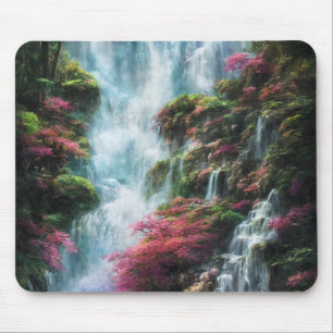 Frühjahrswasserfall Berg Rosa Blume 11 Mousepad