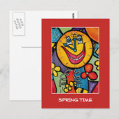 Frühjahrszeit auf Rot - Zeit Postkarte (Vorne/Hinten)