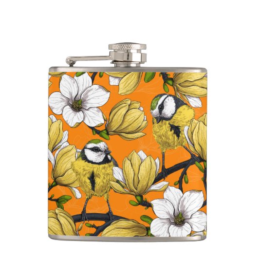 Frühjahrszeit in Gelb Flachmann (Vorderseite)