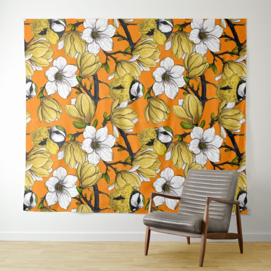 Frühjahrszeit in Gelb Wandteppich (Beispiel (Horizontal))