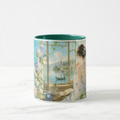 Frühlandschaft am See. Tasse (Zentrum)