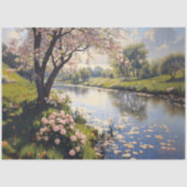 Frühlandschaft Blütenbaum Decoupage Seidenpapier (Vorderseite)