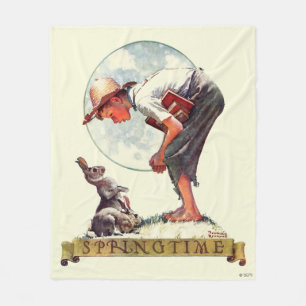 Frühling 1935 Junge mit Kaninchen Fleecedecke