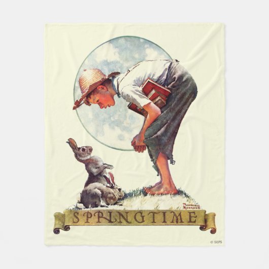 Frühling 1935 Junge mit Kaninchen Fleecedecke (Vorderseite)