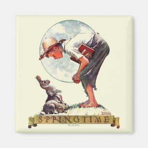 Frühling 1935 Junge mit Kaninchen Magnet