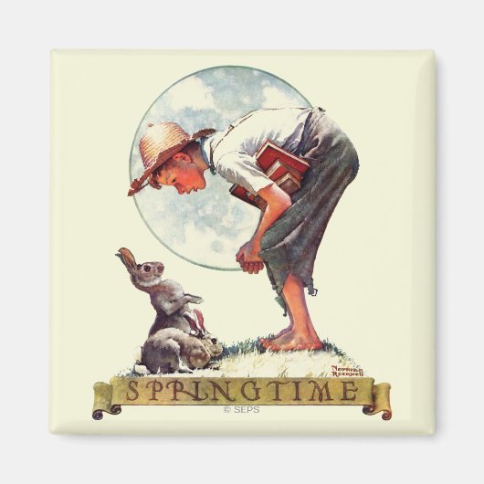 Frühling 1935 Junge mit Kaninchen Magnet (Vorne)