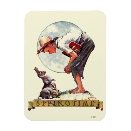 Frühling 1935 Junge mit Kaninchen Magnet (Vertikal)
