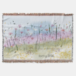 Frühling 2026 Wasserfarbe Wildblumen-Wurfdecke Decke