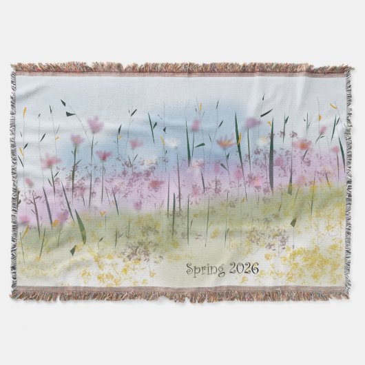 Frühling 2026 Wasserfarbe Wildblumen-Wurfdecke Decke (Vorderseite)