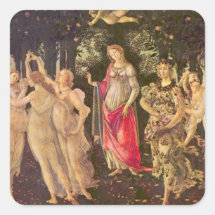 Frühling, Allegorie des Frühlings von Sandro Botti Quadratischer Aufkleber