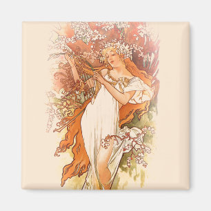 Frühling - Alphonse Mucha Art Nouveau Magnet