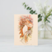 Frühling - Alphonse Mucha Art Nouveau Postkarte (Stehend Vorderseite)