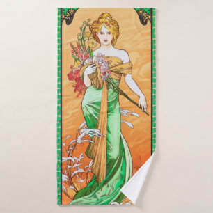 Frühling, Alphonse Mucha Badehandtuch