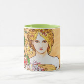 Frühling, Alphonse Mucha Tasse (Zentrum)