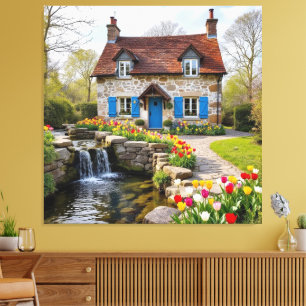 Frühling am Cottage – Ein idyllischer Rückzugsort Leinwanddruck