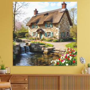 Frühling am Cottage – Ein idyllischer Rückzugsort Leinwanddruck