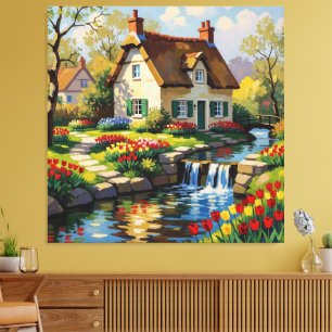 Frühling am Cottage – Ein idyllischer Rückzugsort Leinwanddruck