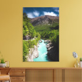 Frühling am Fluss Soča von der Napoleon-Brücke Leinwanddruck (Insitu (Wohnzimmer))