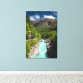 Frühling am Fluss Soča von der Napoleon-Brücke Leinwanddruck (Insitu (Holzboden))