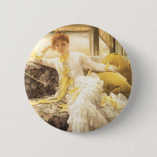 Frühling (Am Meer) von James Tissot, Vintage Portr Button