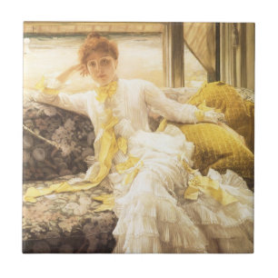 Frühling (am Meer) von James Tissot, Vintage-Portr Fliese