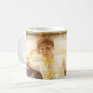 Frühling (Am Meer) von James Tissot, Vintage-Portr Kaffeetasse