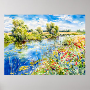 Frühling an der Havel Havelland Aquarell Stil Poster