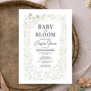 Frühling Baby in Blüte Wildblumen-Paar-Baby-Party Einladung