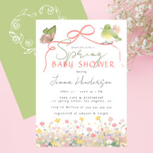 Frühling Baby Shower Grün Rosa Blumiges Mädchen Sh