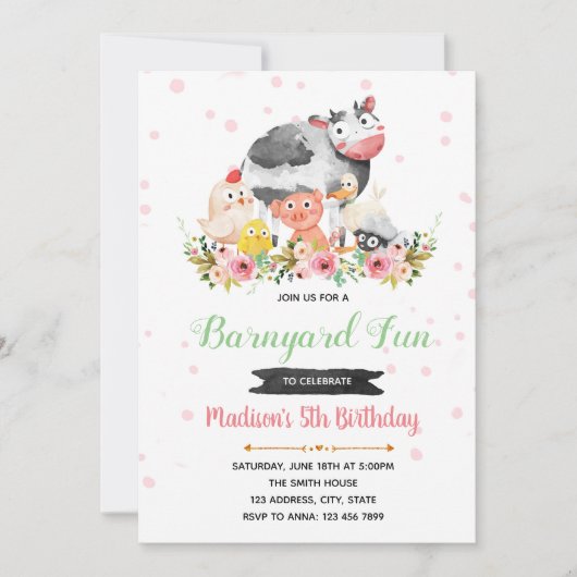 Frühling Barnyard-Geburtstagseinladung Einladung (Vorderseite)