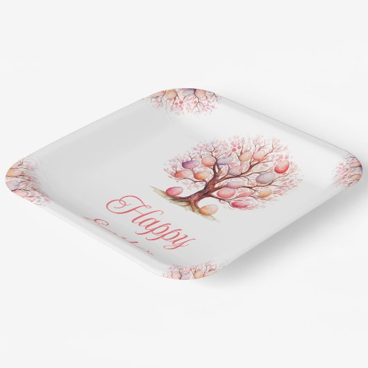 Frühling Baum Ostereiersuche Pappteller (Gewinkelt)