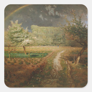 Frühling bei Barbizon, 1868-73 Quadratischer Aufkleber