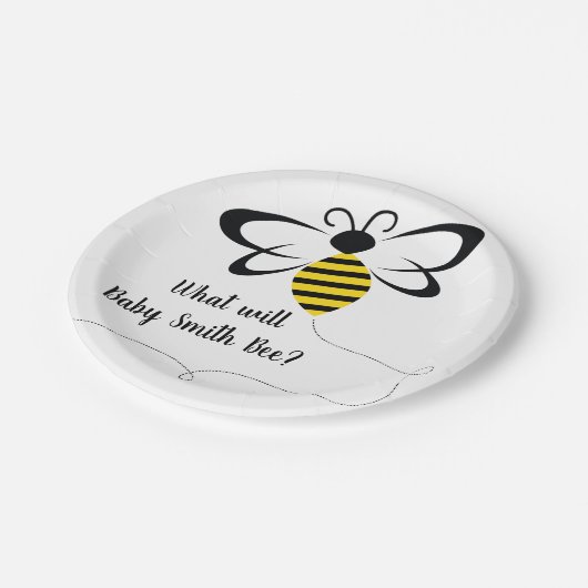 Frühling, Bienenthüllung oder Babydusche Pappteller (Schrägansicht)