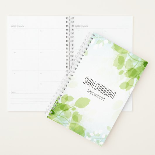 Frühling Blätter Aquarellgrün mit Namen Planer (Anzeige)