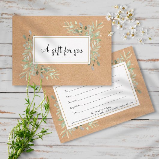 Frühling Blätter Rustikale Kraft-Geschenkgutschein