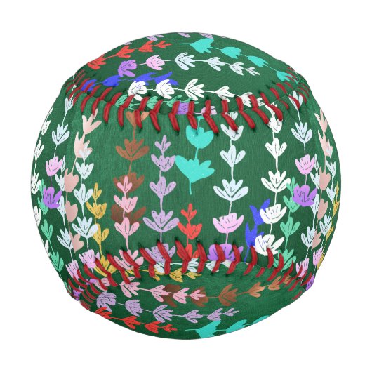 Frühling, blühend, modern, Muster, glücklich, farb Baseball (Rückseite)