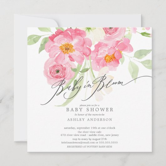 Frühling blüht Baby in blühender Einladung (Vorderseite)