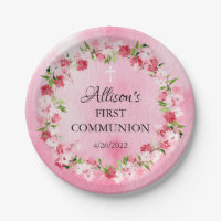 Frühling blüht florale Kommunion Papier Teller