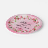 Frühling blüht florale Kommunion Papier Teller (Schrägansicht)