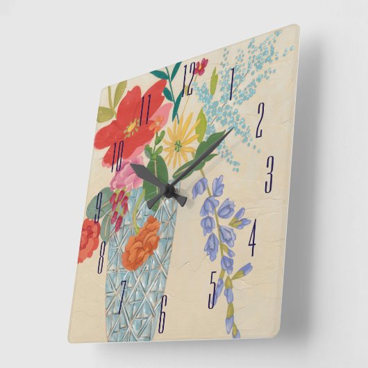 Frühling blüht II Quadratische Wanduhr (Winkel)