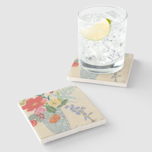 Frühling blüht II Steinuntersetzer (Seitenansicht)