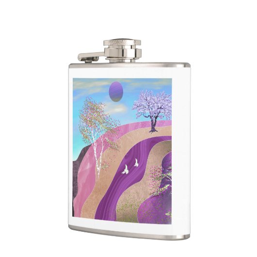 Frühling blüht Landschaft Flachmann (Links)