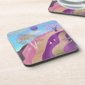 Frühling blüht Landschaft Getränkeuntersetzer (Linke Seite)