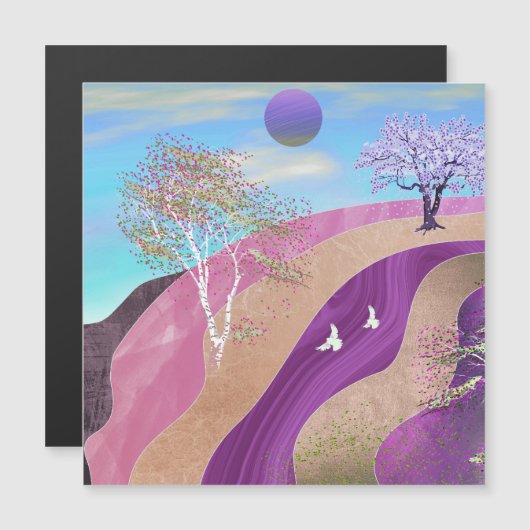 Frühling blüht Landschaft Magnetkarte (Vorne/Hinten)